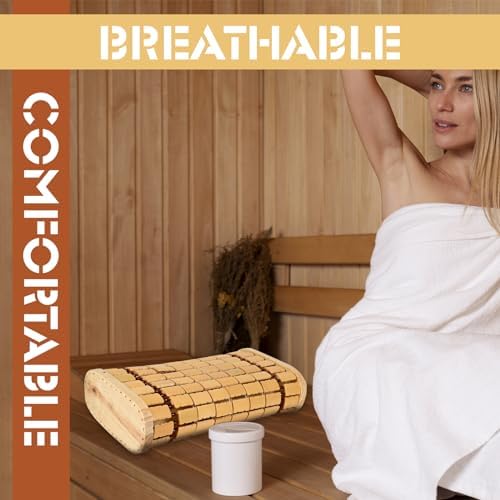Bamboo Sauna Headrest Pillow Natural Sauna Backrest Sauna Neck Rest for Head Support Home Spa Gym Accessories Chinese Style Steam Rooms Handmade Wood Hollow Pillow for Household Relaxing Rest Body