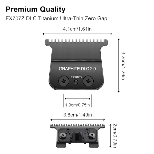 2pcs Trimmer Replacement Blade for BaByliss PRO Trimmer FX787 & FX726,DLC 2.0 Blades Compatible with BaByliss Barberology Trimmer Blades,Black