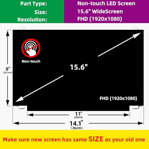 15.6'' Non-Touch 30Pin Replacement Screen Compatible with Dell Inspiron 15 ， 3558 3567 3568 3576 3580 3581 3582 3583 3584 3585 3593 ， FHD 1920x1080, IPS, w/Bracket, LED LCD Display Panel