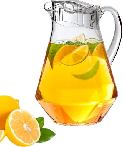 Amazing Abby - Sparkly - Plastic Pitcher (64 oz, 2 Quart), Clear Water Pitcher with Lid, Fridge Jug, BPA-Free, Shatter-Proof, Great for Iced Tea, Sangria, Lemonade, Juice, Milk, and More