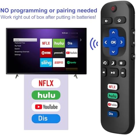 Replacement for Roku TV Remote, for Roku Hisense, Onn, Sharp, Philips, Hitachi, Element, Haier, LG, Sanyo, JVC TVs