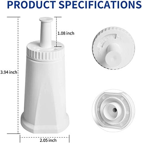 4 Pack Water Filter for Breville Claro Swiss - Oracle, Barista Touch Filters Bambino Espresso Coffee Machine Replacement Compare to Part #BES008WHT0NUC1