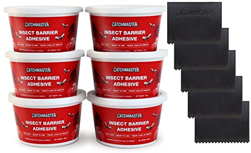 Catchmaster Tree Banding Insect Barrier DIY Kit 6Pk, 15oz. Pails and Spreader, Lanternfly & Ant Traps, Outdoor Adhesive Crawling Insect Trap, Glue Traps to Protect Trees, Fruit & Plants