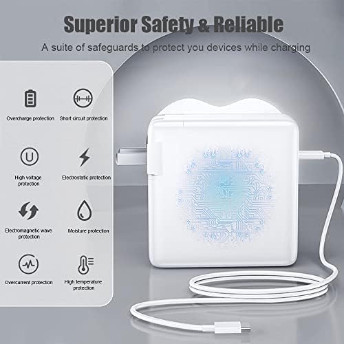 Compatible with MacBook Pro Charger,61W Replacement Charger for i.Phone 16/15,MacBook Pro16,15,14,13 inch,MacBook 12 Inch,MacBook Air 13 Inch,iPad Pro and Other USB C Interface Devices