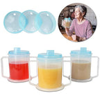 Mondo Medical Double Handle Adult Sippy Cups for Elderly Assistance - 3pk 12oz Clear Tumblers with Lids and Spouts