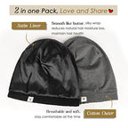 YANIBEST 2 Pcs Silk Bonnet Satin Bonnet Hair Cover Bonnet Sleep Cap - Adjustable Saty on Satin Lined Slouchy Beanie Hat for Women