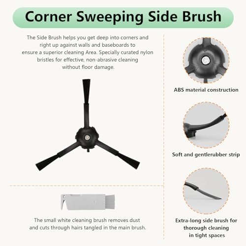 Replacement Parts Fit For Roborock Q5 Pro Q5 Pro+(Plus) Q5 Max+(Plus) Q5 DuoRoller+(Plus) Q8 Max Q8 Max+(Plus) Robot Vacuum Cleaner Accessories Kits. Dual Main Roller Brush, Washable Filter,Side Brush