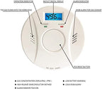 Linsoal 2 Pack Smoke Detector and Carbon Monoxide Detector co2 Detector Battery Powered with Test/Reset Button