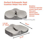 Tektrum Orthopedic Memory Foam Seat Cushion for Back Pain, Sciatica, Coccyx, Tailbone, Spinal Alignment, Hemorrhoids, Prostate, Sitting long hours - Office, Home, Car, Plane, Wheelchair (TD-C-16-GREY)