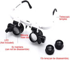 Microscope Accessories Kit 2LED Head-Mounted Illuminating Microscope Headband LED Lamp Light Microscope Slides