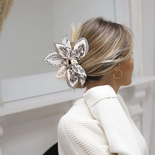 Bow Claw Clips Bow Hair Clips White 3PCS Big Hair Bows for Women Butterfly Hair Clips for Styling Large Hair Clips for Thick Hair for Girls Hair Accessories for Women