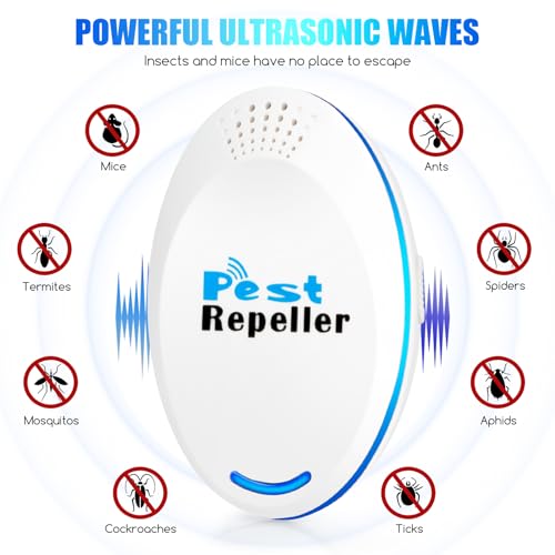 4pack Ultrasonic Pest Repellent Control pest Repeller Plug in Bug Repellent Indoor mice Spider Repellent for House Indoor Mouse Repellent Indoor Repel Flea,Rats,Roaches,Cockroaches,Fruit Fly,Rodent