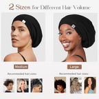 YANIBEST 2 Pcs Silk Bonnet Satin Bonnet Hair Cover Bonnet Sleep Cap - Adjustable Saty on Satin Lined Slouchy Beanie Hat for Women