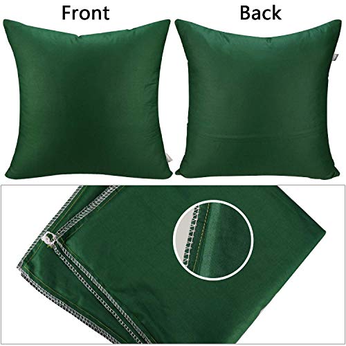 Thmyo 4-Pack 100% Cotton Comfortable Solid Decorative Throw Pillow Case Square Cushion Cover Sublimation Blank Pillow Covers DIY Throw Pillowcase for Sofa Couch(18x18 inch/ 45x45cm,Christmas Green)