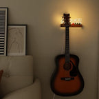Light Up Guitar Stand Wall Mount, Solid Wood Guitar Hanger Shelf Accessories with Pick Holder, for Acoustic Electric Bass Ukulele Violin, Gift for Men Boyfriend Music Lovers Guitar Players Guitarist