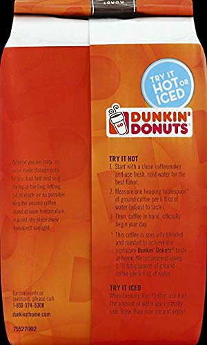 Dunkin' Donuts Original Blend Ground Coffee, Medium Roast, 12 Ounce (Pack of 2)