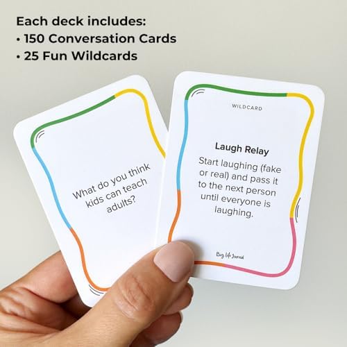 Big Life Journal Sharing Joy Family Conversation Cards - 150 cards that bring families closer together, put down the phones & connect with family, meaningful talk, great for dinner table, road trips