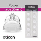 Genuine Oticon Hearing Aid Domes Minifit Power 10mm (0.39 inches - Large), Oticon Branded OEM Denmark Replacements, Authentic Accessories for Optimal Performance -2 Pack/20 Domes Total
