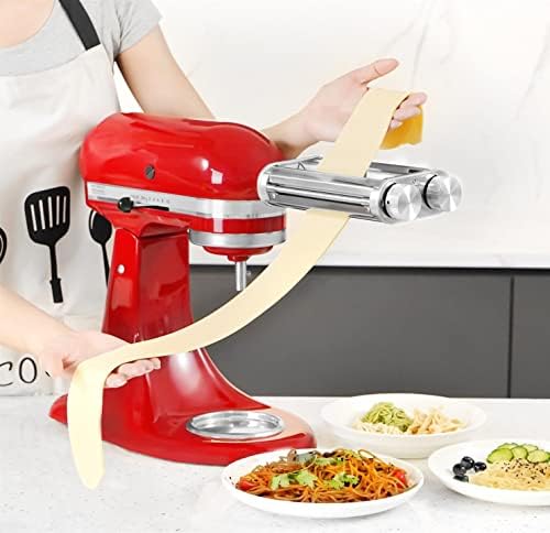 Pasta Roller & Cutters Attachment for KitchenAid Mixers, 3 in 1 Set Included Dough Sheet Roller, Spaghetti and Fettuccine Cutters Maker Accessories