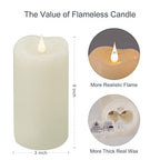 TECHLONG Flickering Flameless Candles with 3D Moving Flame, Last 1000+ Hours Battery Operated Candles with Timer, Ivory Real Wax Pillar Electric LED Candle for Wedding Christmas Party/3" x 6"