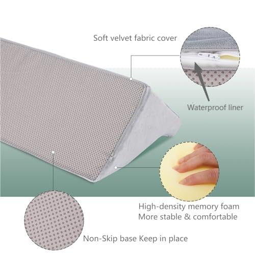 Orthopedic Wedge Pillow for Side Sleeping,WaterProof Bed Wedge for Back,Leg Pain Relief,Post-Surgery Recovery, Triangle Body Positioning Foam Wedge With 2 Removable Cover,Bedsore Prevention for Senior