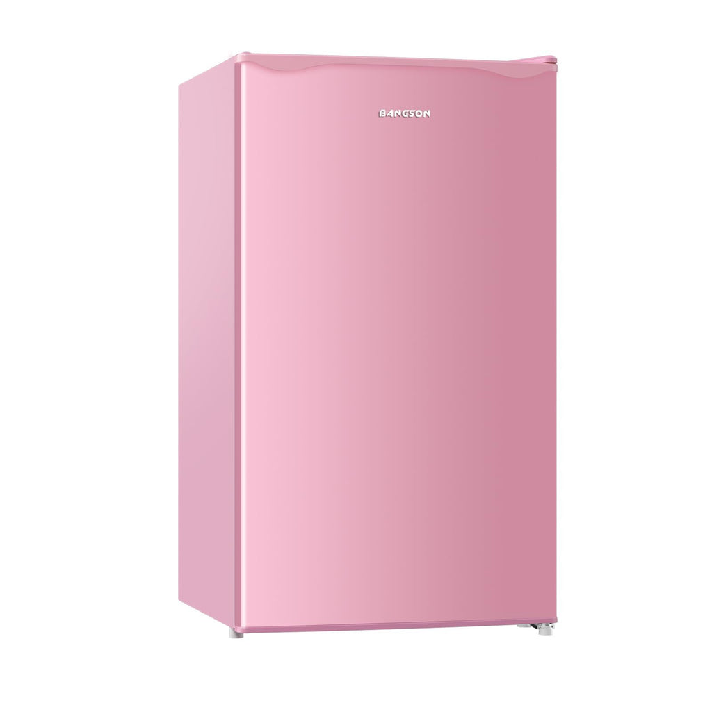BANGSON Mini Fridge with Freezer, 3.2Cu.Ft, Single Door Small Refrigerator, Energy-efficient, Low Noise, Mini fridge for Bedroom Dorm and Office, Pink