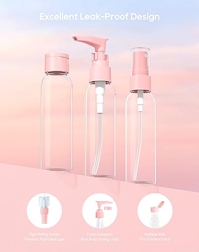 Morfone Travel Bottles kit, TSA Approved Travel Size Containers for Toiletries Leak Proof Refillable Liquid Travel Accessories with Toiletry Bag for Cosmetic Shampoo Conditioner Lotion