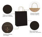 BagDream Kraft Paper Bags 8x4.25x10.5 Inches 100Pcs Gift Bags Party Bags Shopping Bags Kraft Bags Retail Bags Black Paper Gift Bags with Handles Bulk