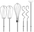 Hand Mixer Attachments Beater, Whisk, Blending Rod and Dough Hooks, Stainless Steel Hand Mixer Accessories Compatible with Kitchenaid Hand Mixers KHM3 KHM5 KHM7 KHM9, Set of 6