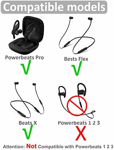 8 Pairs Powerbeats Pro Ear Tips Buds, 4 Size Replacement Soft Flexible Fit in Case Noise Reduce Silicone Rubber Earbuds Eartips Wing Skin Accessories Compatible with Beats Flex/BeatsX - White