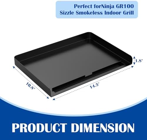 SafBbcue Griddle Plate for Ninja GR101 Sizzle Smokeless Indoor Grill, 14" Nonstick Plate for GR100 Series Accessories, Flat Top Countertop Electric Grill
