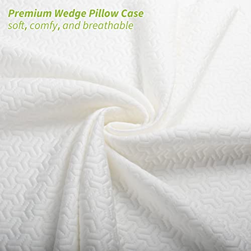 Wedge Pillow Cover for 25x24x12 Bed Wedge Pillow, Hypoallergenic, Viscose Made from Bamboo, Replacement Wedge Pillow Case Cover with Zipper & Pockets