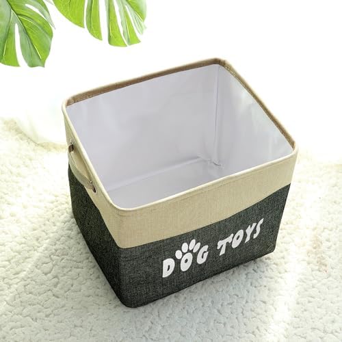 PET ARTIST Large Dog Toy Basket Bin - Rectangular Storage Box Chest Organizer for Dog Toys,Dog Coats,Dog Clothing,Dog Apparel & Accessories, Black, 15"x13"x12"