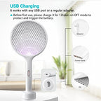YISSVIC Electric Fly Swatter 4000V Bug Zapper Racket Dual Modes Mosquito Killer with Purple Mosquito Light Rechargeable for Indoor Home Office Backyard Patio Camping