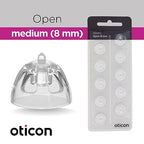Genuine Oticon Hearing Aid Domes Minifit Open 8mm (0.31 inches - Medium), Oticon Branded OEM Denmark Replacements, Authentic Accessories for Optimal Performance -3 Pack/30 Domes Total