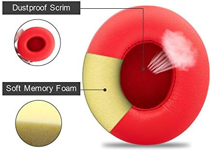 Link Dream Replacement Ear Pads for Beats Solo 2 & 3 - Memory Foam Earpads Cushion Cover for Wireless Headphones (Red)