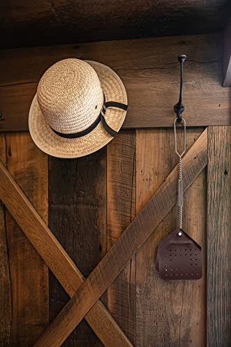 Hope Woodworking Leather Fly Swatter Set (1 Pack) – 17” Amish-Made Fly Swat w/Real Leather Paddle – Fly Swatters Multi Pack w/Metal Handle – Bug Swatter, Mosquito Swatter, Wasp Swatter (Chocolate)