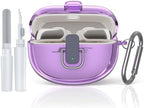 [Secure Lock] for Bose Ultra Open Earbuds Case(2024), TUDIOW Clear TPU Shockproof Protective Cover for Bose Open Ear Wireless Earbuds Accessories with Cleaning Kit & Keychain (Clear Purple)