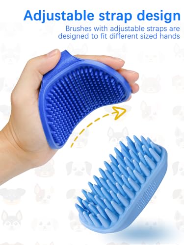 2PCS Dog Bath Brush, Dog Shampoo Brush, Silicone Curry Brush, Pet Scrubber for Short&Long Haired Dogs Cats Massage Comb, Soft Shedding Bathing Washing Brush, Essential Puppy Grooming Accessories
