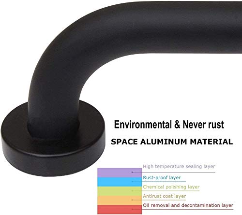 2 Pack 24 Inch Black Shower Grab Bars, ZUEXT Stainless Steel Bathroom Wall Grab Bar Handle, Shower Balance Bar, Safety Hand Rail Support,Handicap Elderly Senior Assist Bath Grab Handle(1.25" Diameter)