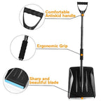 Snow Shovel, 2024 New Upgrade Large-Capacity Lightweight Aluminum Portable Snow Shovel, Parent-Child Playing Snow Shovel, Shovel for Garden, Car, Camping with Extra Ice Scrape(Black)