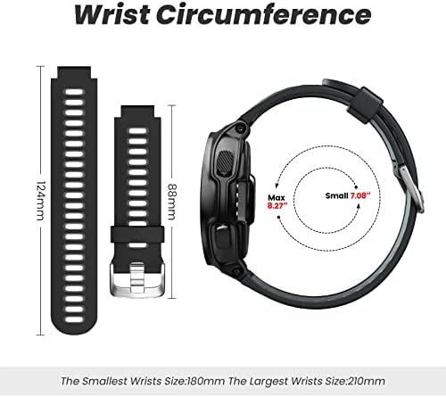 NotoCity Silicone Watch Band Replacement Solft Silicone Strap Compatible Forerunner 230/220/ 235/620/ 630/ 735XT/ Approach S20/ S5/ S6-Black Gray
