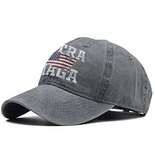 High End Ultra MAGA Hat American Flag Baseball Cap 2024 Trump Trucker Hat for Women Men Distressed Grey, X-Small-3X-Large