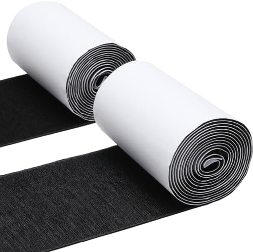 4.4 Inches x 7 Feet Strong Sticky Back Heavy Duty Hook and Loop Tape with Adhesive, Non-Slip Couch Cushion Grip Accessories, Double Sided Strip Roll to Prevent Sliding, Black