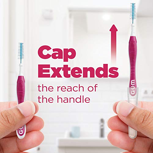 GUM Proxabrush Go-Betweens - Moderate, Interdental Brushes Between Teeth, Dental Picks for Plaque Removal, Safe for Braces & Dental Devices, 10ct (4Pk)