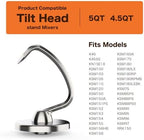 Stainless Steel Dough Hook Replacement for KitchenAid,4.5-5QT Tilt-Head Stand Mixer Attachment,Easy Clean & Heavy Duty (K45 KSM75/85/95/100/150/165/175/180/195)