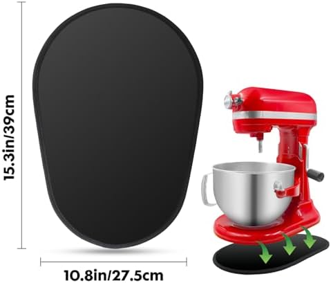 Mixer Sliding Mat for Kitchen Aid - Kitchen Counter Appliance Slider Mat Mixer Attachment for Kitchenaid 5-8 Qt Bowl Lift Stand Mixer, Mover Slider Pad Mixer Countertop Accessories Black