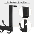 Over The Door Hooks for Hanging, Over The Door Hanger with 5 Triple Coat Hooks, Over The Door Towel Rack for Bathroom, Door Hanger Hooks for Coat, Bags and Hat (Black, 2 Pack)