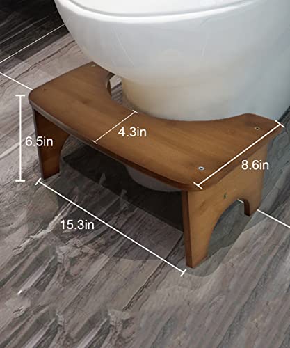 Bamboo Toilet Stool for Adults, 6.5" Toilet Poop Stool, Bathroom Toilet Stool with Non-Slip Mat for Adults Children Healthy Portable Adult Toilet Poop Stool (Brown). Thanksgiving Decor