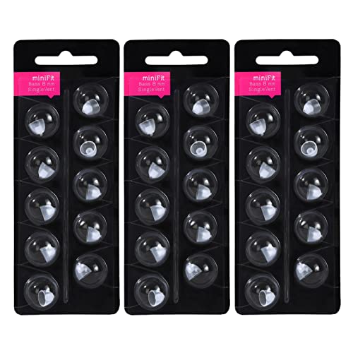 Hearing Aid Domes for Oticon Replacements,Oticon Minifit Single Vent Bass Domes (8 mm/3 Pack）,Universal Domes for Oticon Hearing Aid Supplies